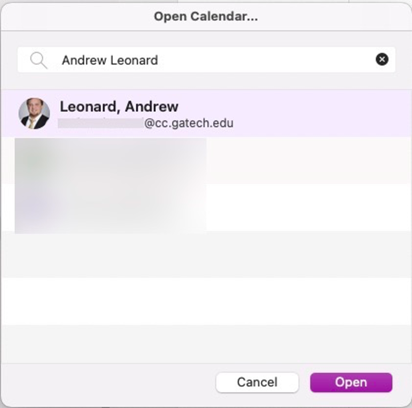 Open Calendar Selection Mac OS